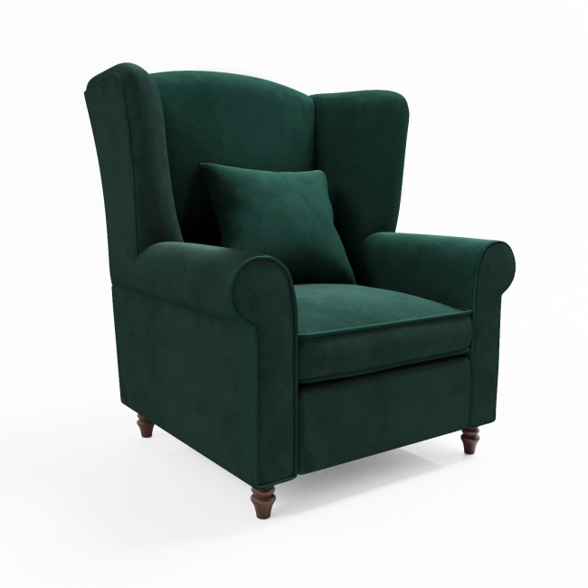 Green Velvet High Back Armchair - Rupert