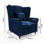 GRADE A2 - Navy Blue Velvet Wingback Armchair - Rupert 