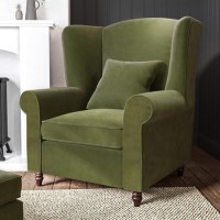GRADE A2 - Olive Green Velvet Wingback Armchair - Rupert