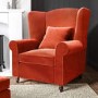 GRADE A1 - Burnt Orange Velvet Wingback Chair - Rupert