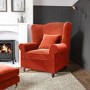 GRADE A1 - Burnt Orange Velvet Wingback Chair - Rupert