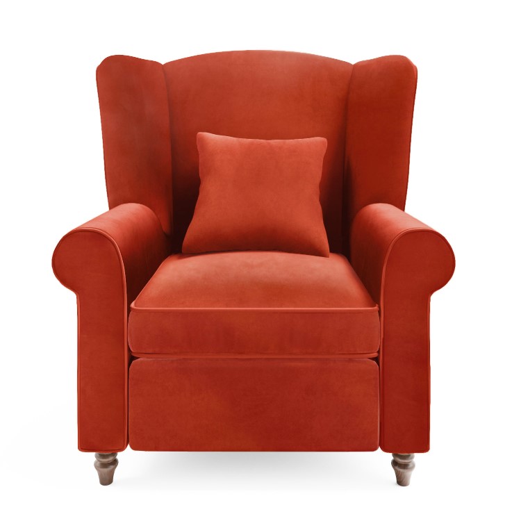 GRADE A2 - Burnt Orange Velvet Wingback Armchair - Rupert