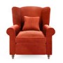 GRADE A1 - Burnt Orange Velvet Wingback Chair - Rupert