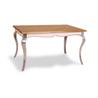 Vintage Glam Medium Pine Dining Table in White with Aluminium Legs