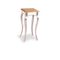 Vintage Glam Pine Tall Lamp Table in White with Aluminium Legs