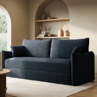Navy Blue Chenille Fabric 3-Seater Pull Out Sofa Bed - River