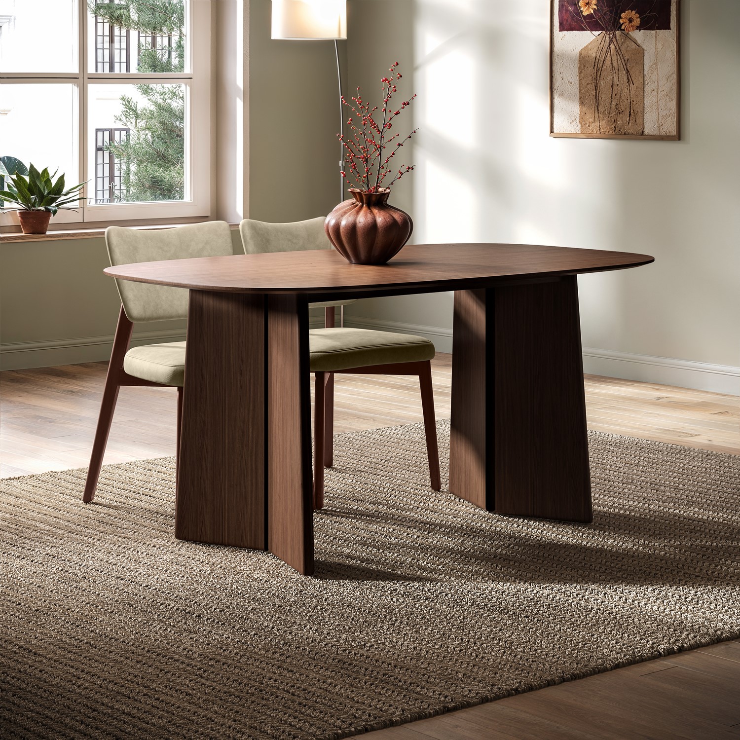 Rectangular Walnut Dining Table Seats 4 6