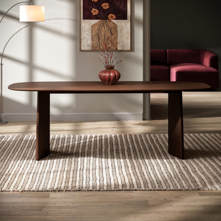 Large Rectangular Walnut Dining Table - Seats 6 - 8 - Rivo
