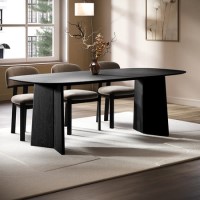 Large Rectangular Black Wooden Dining Table - Seats 6 - 8 - Rivo