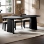 Large Rectangular Black Wooden Dining Table - Seats 6 - 8 - Rivo