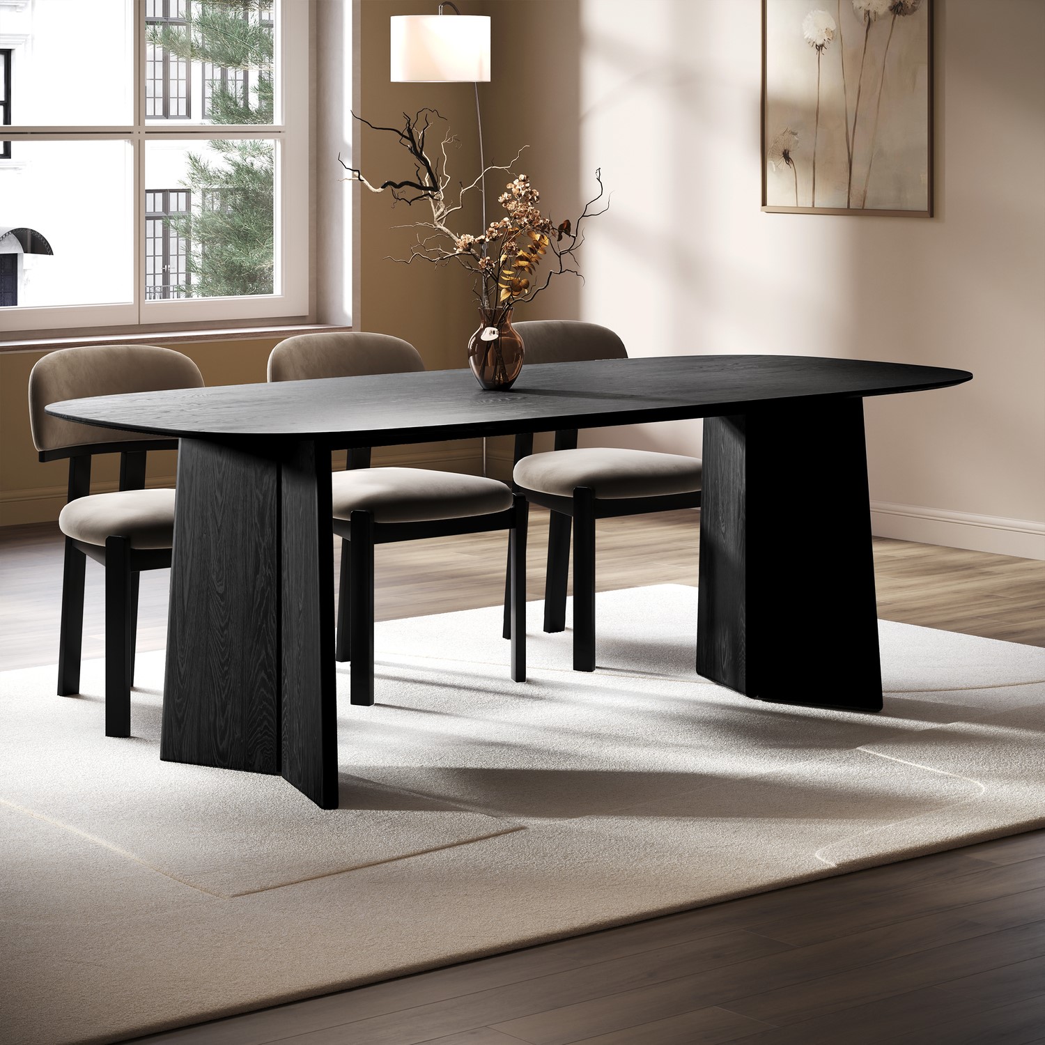 Large Rectangular Wooden Dining Table Seats 6 8