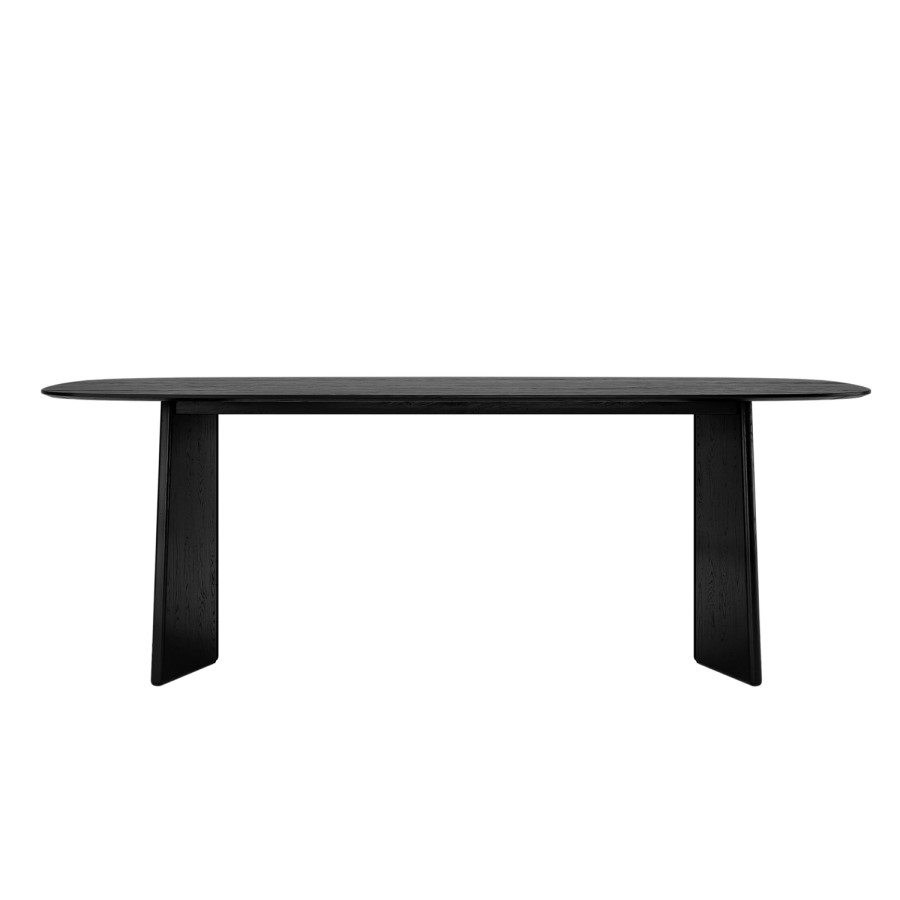 Large Rectangular Black Wooden Dining Table - Seats 6 - 8 - Rivo