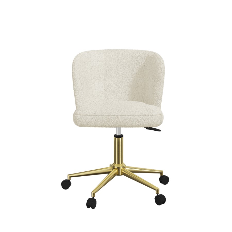 GRADE A1 - Cream Faux Sheepskin Teddy Office Swivel Chair - Rowan