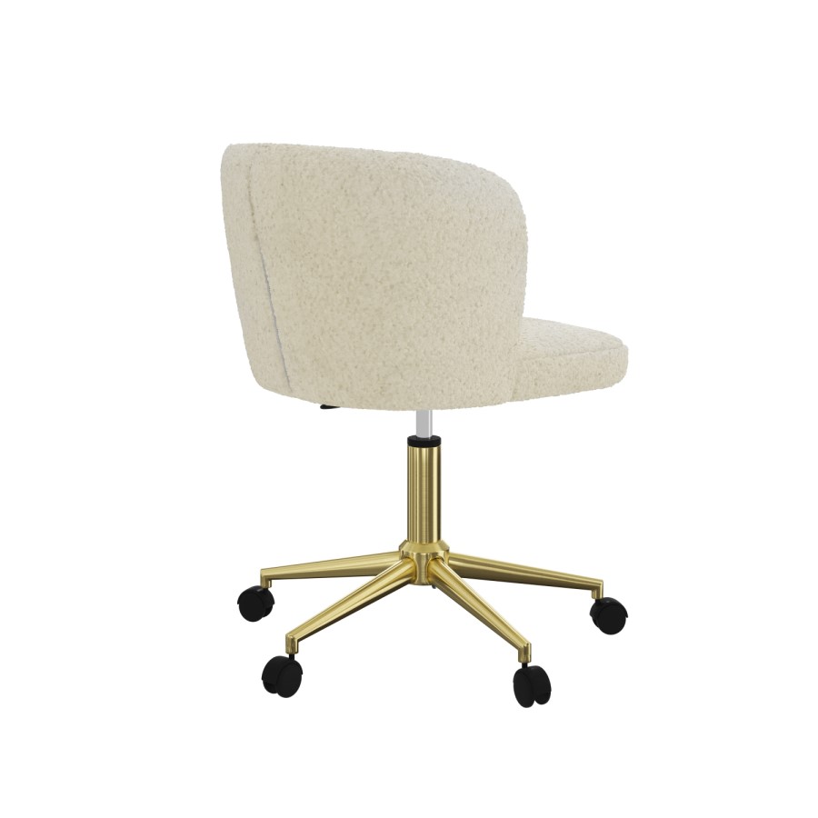 GRADE A1 - Cream Faux Sheepskin Teddy Office Swivel Chair - Rowan