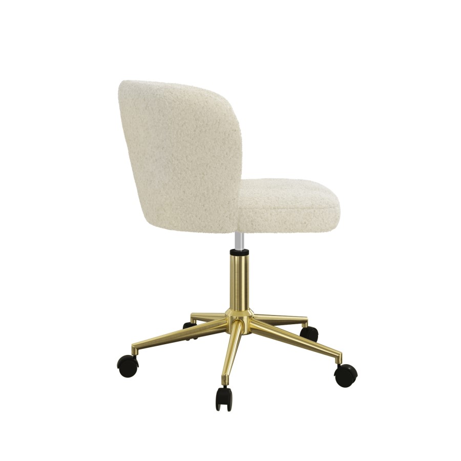 GRADE A1 - Cream Faux Sheepskin Teddy Office Swivel Chair - Rowan