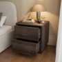 Modern Walnut 2 Drawer Bedside Table - Rowan
