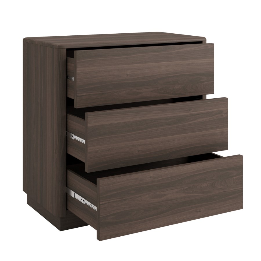 Modern Walnut 3 Drawer Chest of Drawers - Rowan