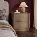 RWO004 Modern Oak 2 Drawer Bedside Table - Rowan