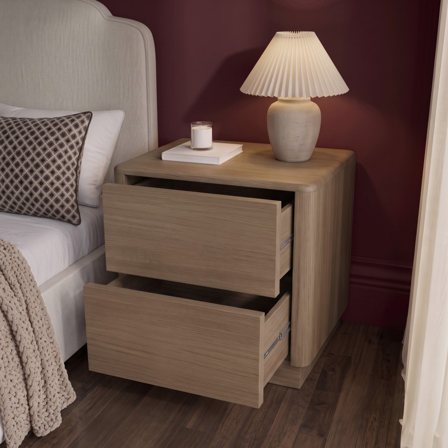 Rowan 2 Drawer Bedside in Oak Effect 
