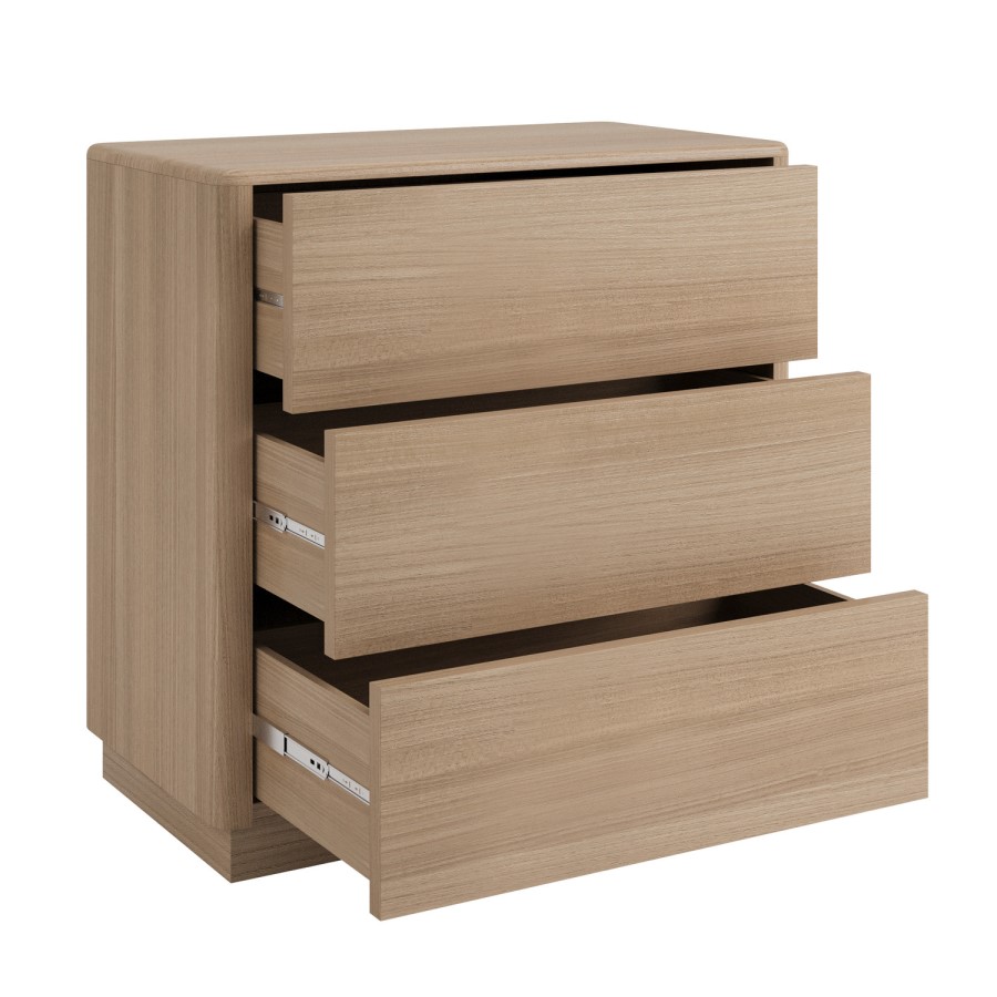 Modern Oak 3 Drawer Chest of Drawers - Rowan