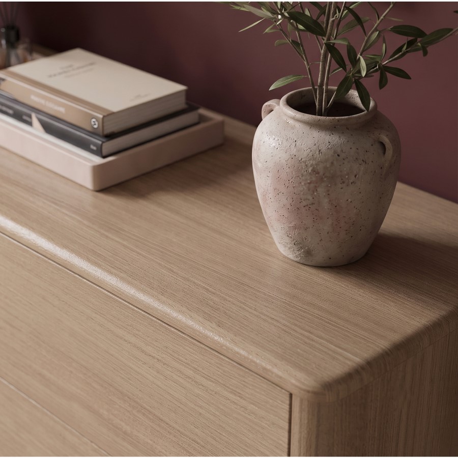 Modern Oak 6 Drawer Chest of Drawers - Rowan