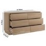 Modern Oak 6 Drawer Chest of Drawers - Rowan