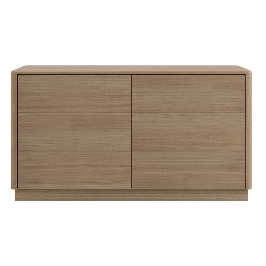 Modern Oak 6 Drawer Chest of Drawers - Rowan