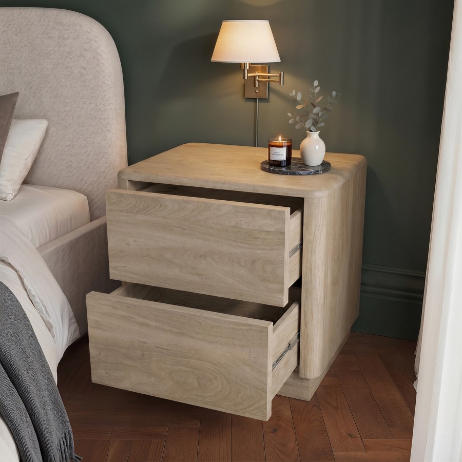 Rowan 2 Drawer Bedside in Light Oak Effect 