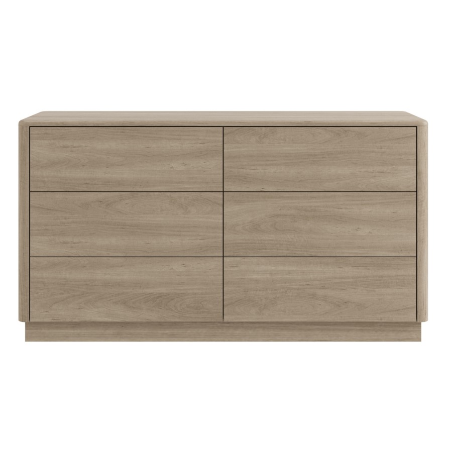 Modern Light Oak 6 Drawer Chest of Drawers - Rowan
