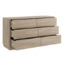 Modern Light Oak 6 Drawer Chest of Drawers - Rowan
