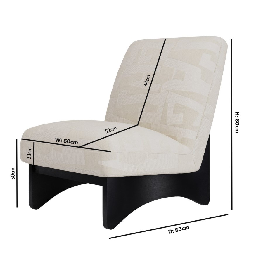 Beige Jacquard Patterned Fabric Accent Chair - Raya