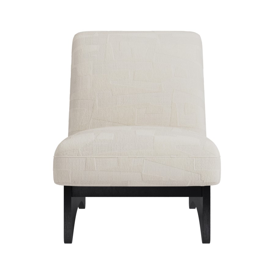 Beige Jacquard Patterned Fabric Accent Chair - Raya