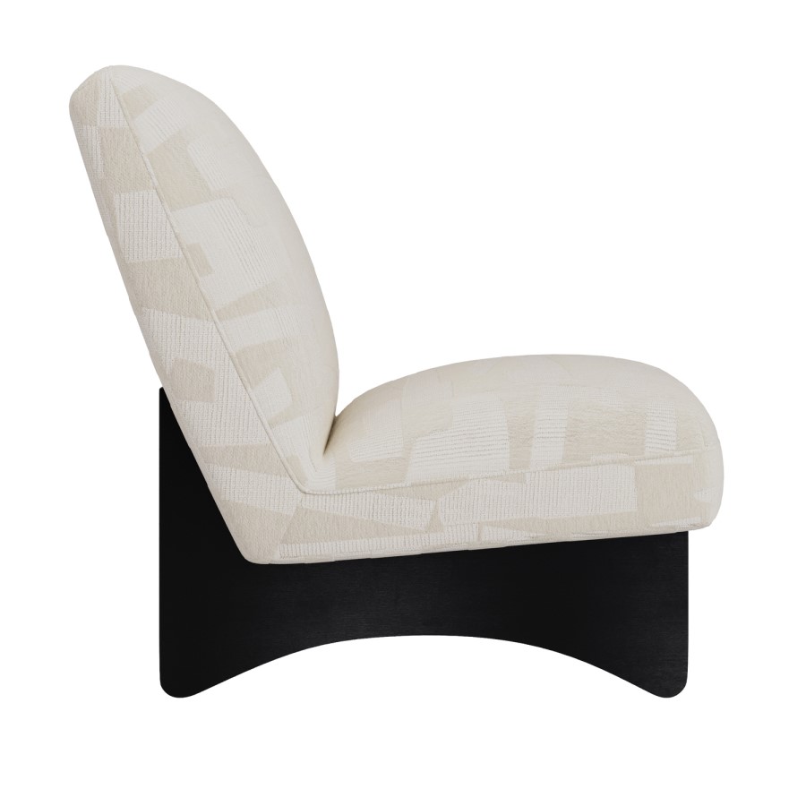 Beige Jacquard Patterned Fabric Accent Chair - Raya