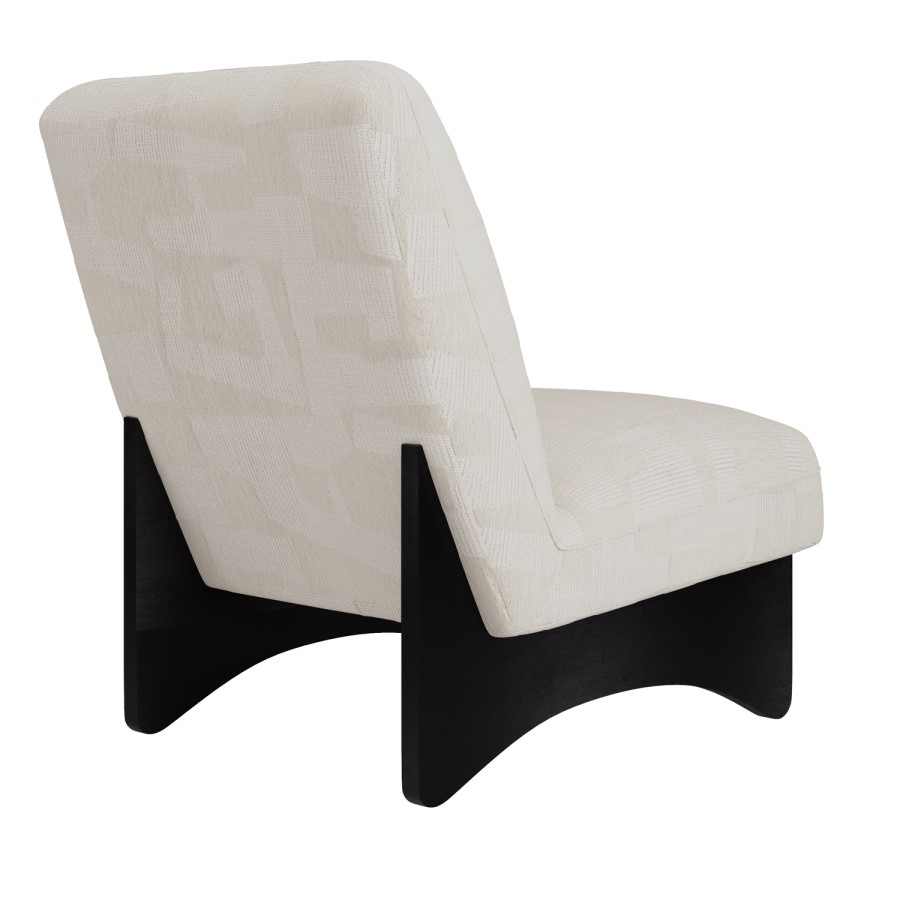 Beige Jacquard Patterned Fabric Accent Chair - Raya