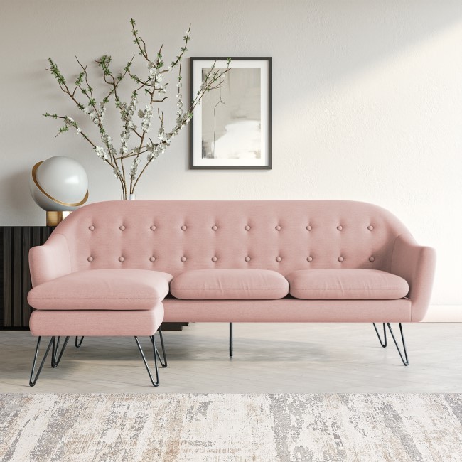 Pink Fabric Reversible L Shaped Sofa - Seats 3 - Rylee