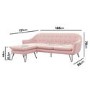 Pink Fabric Reversible L Shaped Sofa - Seats 3 - Rylee