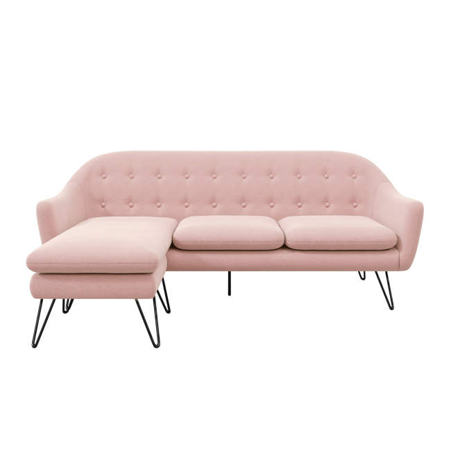 Pink Fabric Reversible L Shaped Sofa - Seats 3 - Rylee