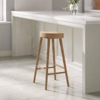 ONLY OPENED - Solid Oak Kitchen Stool - 70cm - Rayne