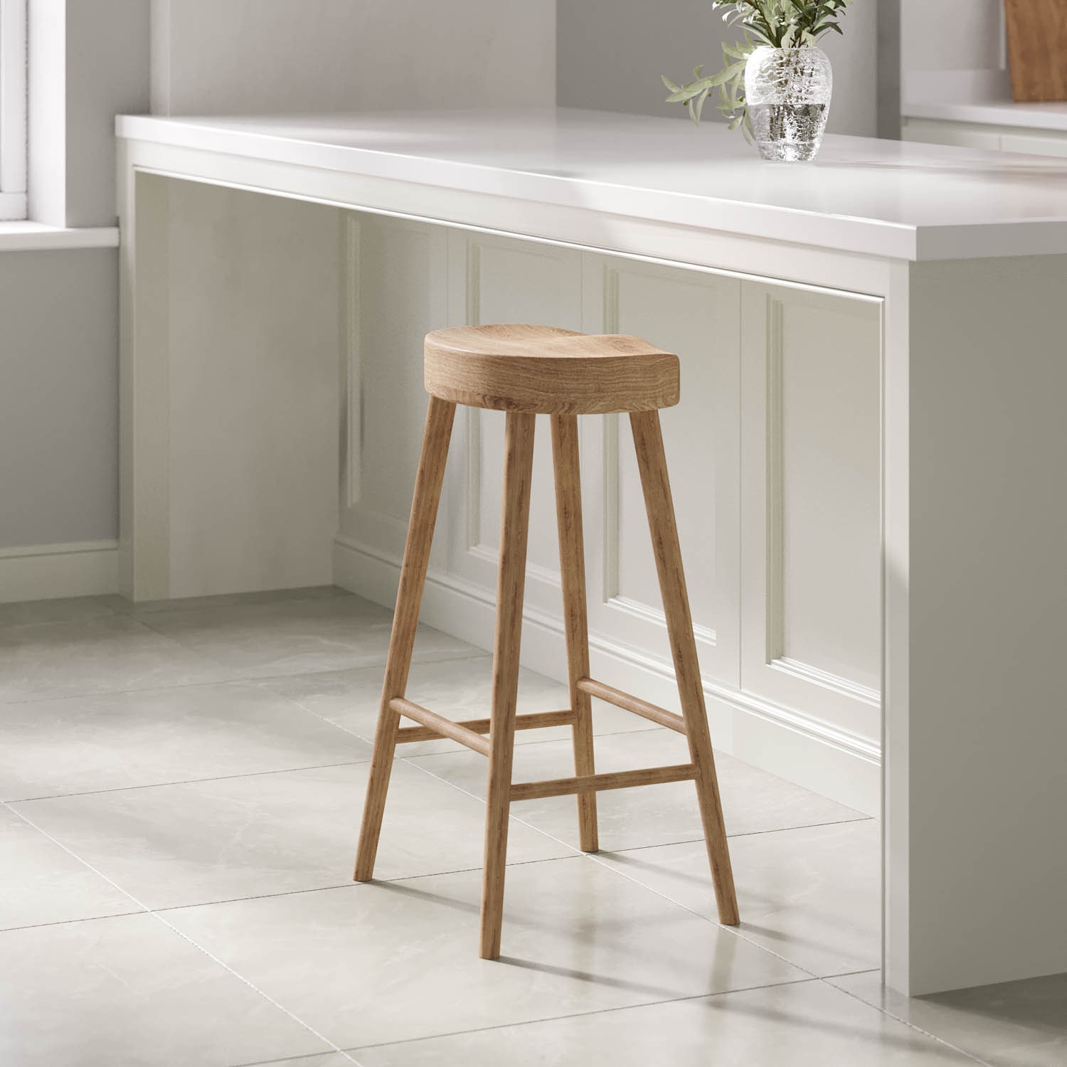Photo of Solid oak kitchen stool - 70cm - rayne