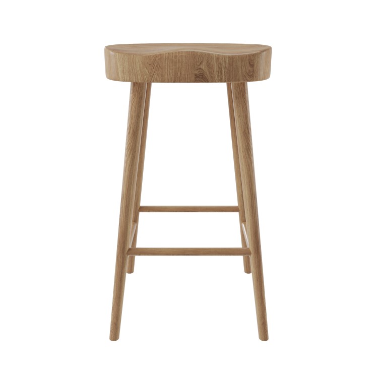 Solid Weathered Oak Kitchen Counter Stool - 70cm - Rayne