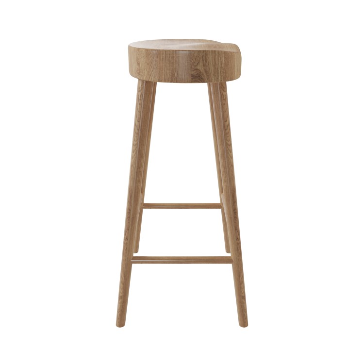 Solid Weathered Oak Kitchen Counter Stool - 70cm - Rayne