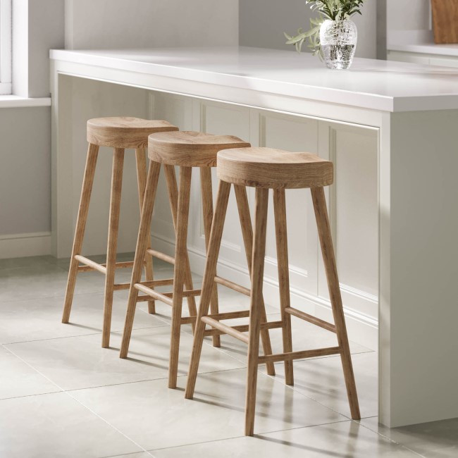 ONLY OPENED - Solid Oak Kitchen Stool - 70cm - Rayne