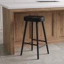 A1/RYN002 ONLY OPENED - Black Solid Oak Kitchen Stool - 70cm - Rayne