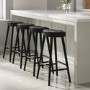 Black Solid Oak Kitchen Stool - 70cm - Rayne