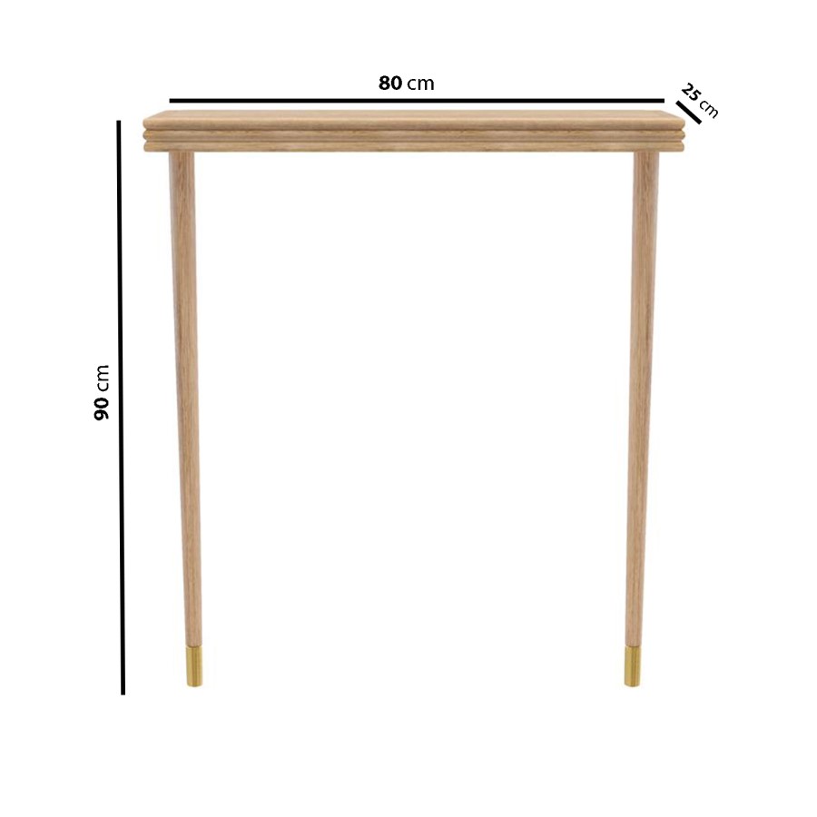 Extra Small & Narrow Solid Weathered Oak Console Table - 80cm - Rayne