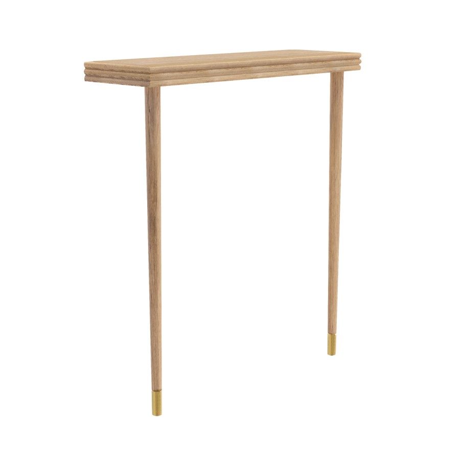 Extra Small & Narrow Solid Weathered Oak Console Table - 80cm - Rayne