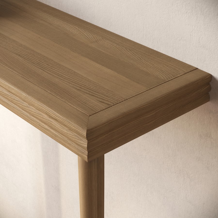 Extra Small & Narrow Solid Weathered Oak Console Table - 80cm - Rayne