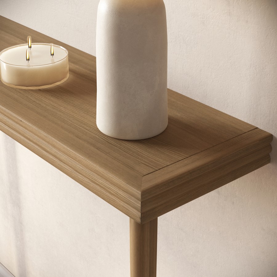Small & Narrow Solid Weathered Oak Console Table - 115cm - Rayne