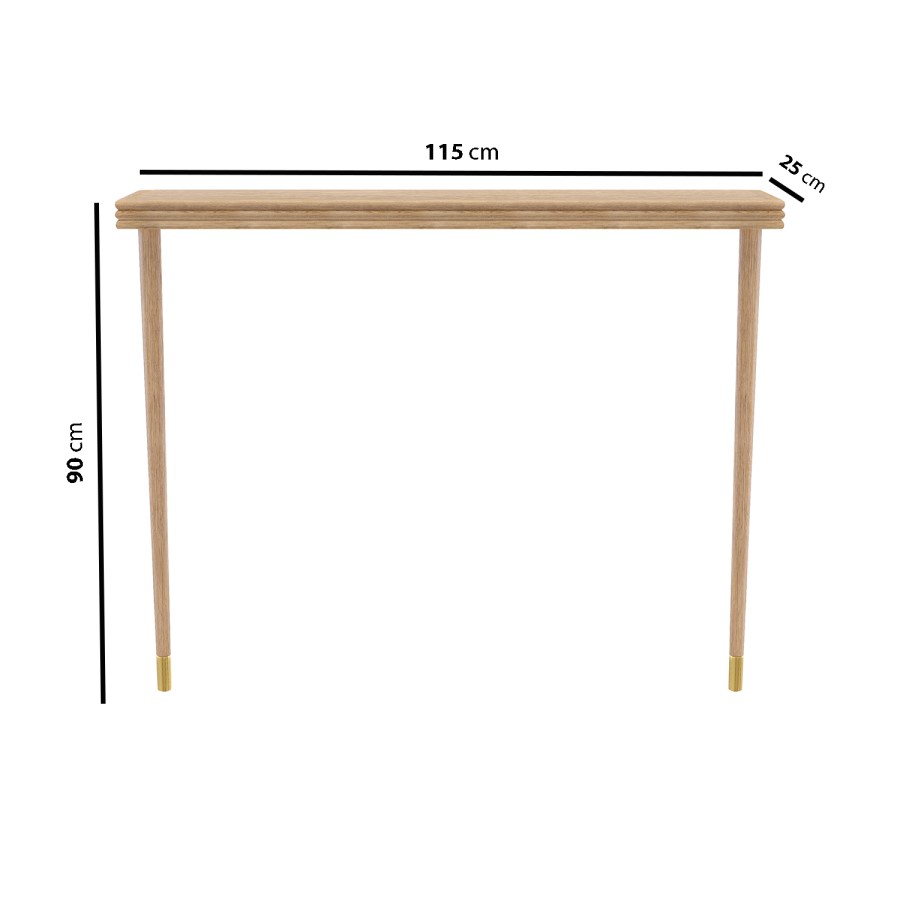 Small & Narrow Solid Weathered Oak Console Table - 115cm - Rayne