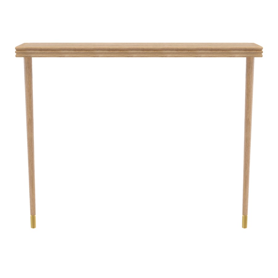 Small & Narrow Solid Weathered Oak Console Table - 115cm - Rayne